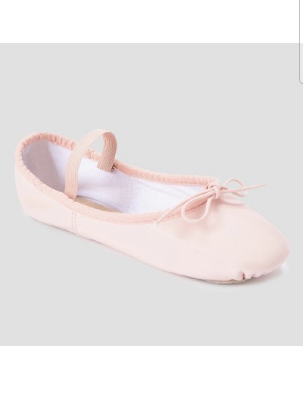 NWT Danskin Girls Pink Ballet Shoe with Bow Accent & Elastic Strap Size 2